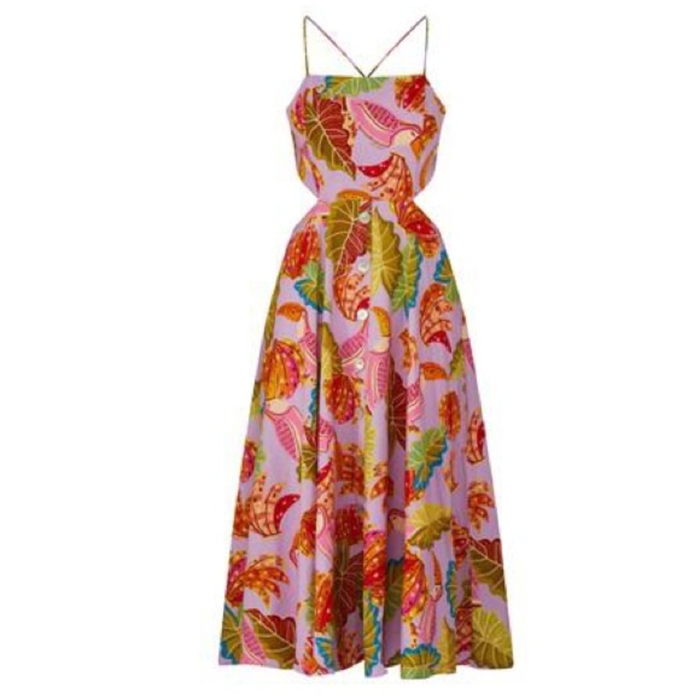 NWT Lilac Beaks & Bananas Midi Dress Farm Rio